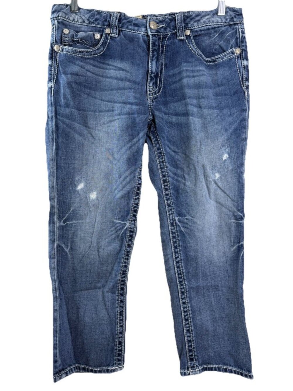 Miss Me Sz 30 (Actual 33x23) Boyfriend Capri Cotton/Lyocell  Destroyed GUC